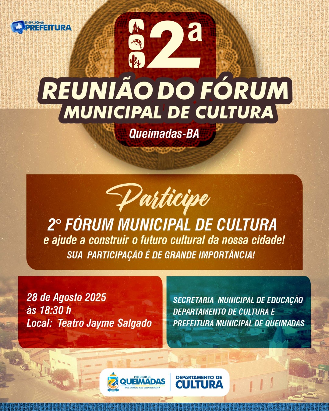 CONVITE: PARTICIPE DO 2° FÓRUM MUNICIPAL DE CULTURA DE QUEIMADAS 2025