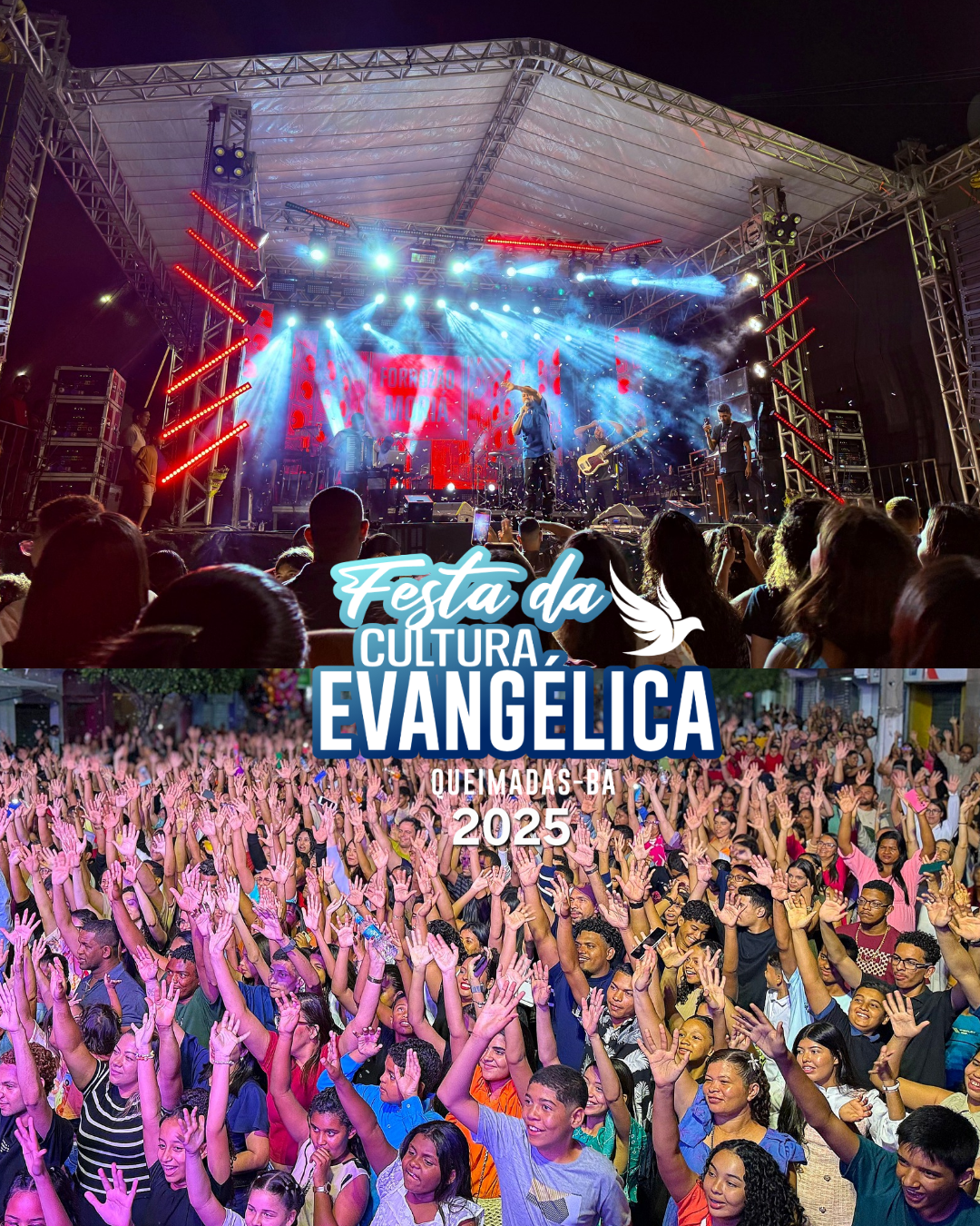 Dois dias de fé e adoração: encerramento da Festa da Cultura Evangélica 2025 reúne multidão em Queimadas