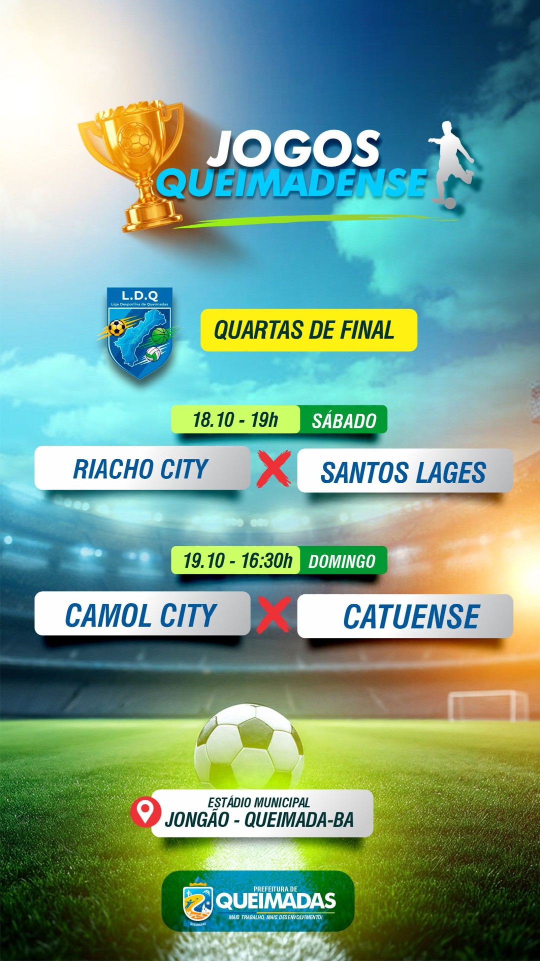 Quartas de final do Campeonato Queimadense 2025 começam neste fim de semana (18,19/10) — Dois grandes duelos abrem a fase decisiva