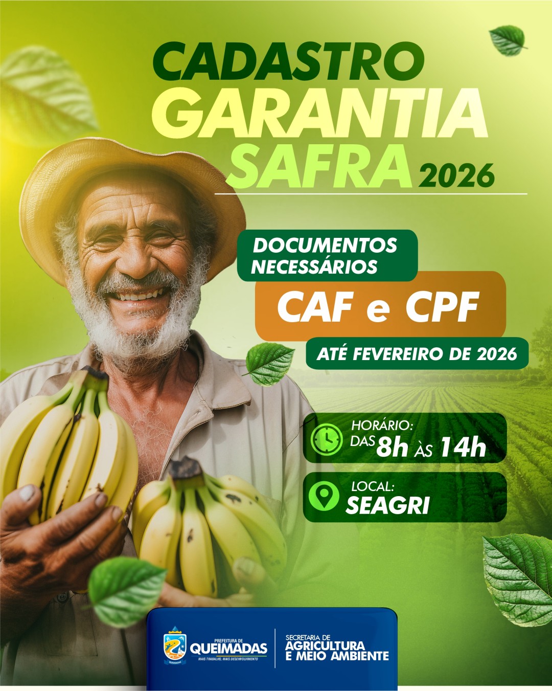 INFORMATIVO SEAGRI: Já está aberto o Cadastro do Garantia Safra 2026