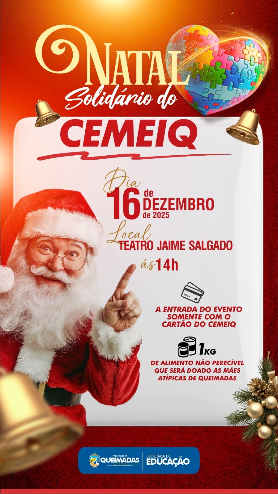 CEMEIQ promoverá Natal Solidário nesta terça-feira (16) no Teatro Jaime Salgado