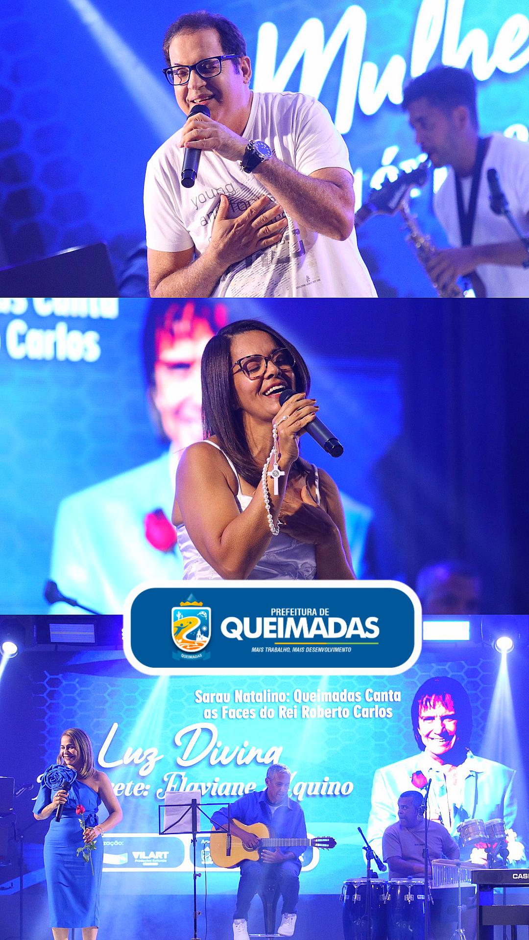 Artistas da terra emocionam o público no Sarau Natalino "Queimadas Canta as Faces do Rei Roberto Carlos "