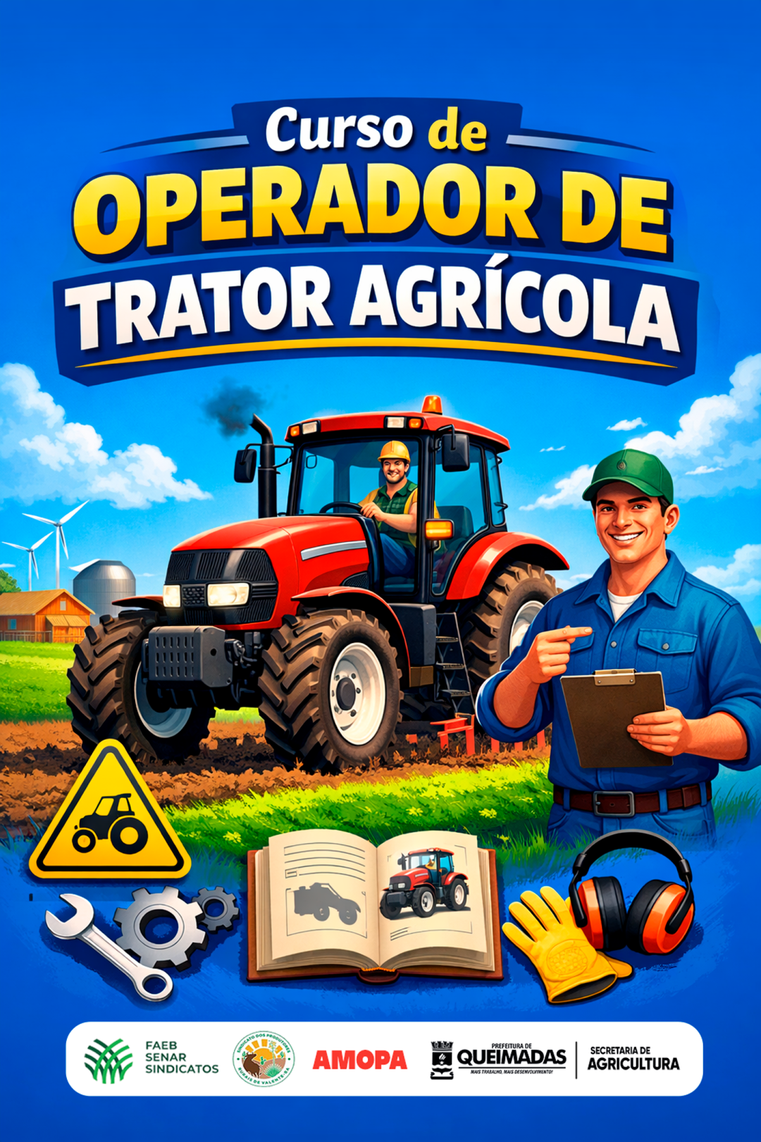 Curso gratuito de Operador de Trator Agrícola capacitará trabalhadores rurais em Queimadas entre os dias 19 e 23 de janeiro
