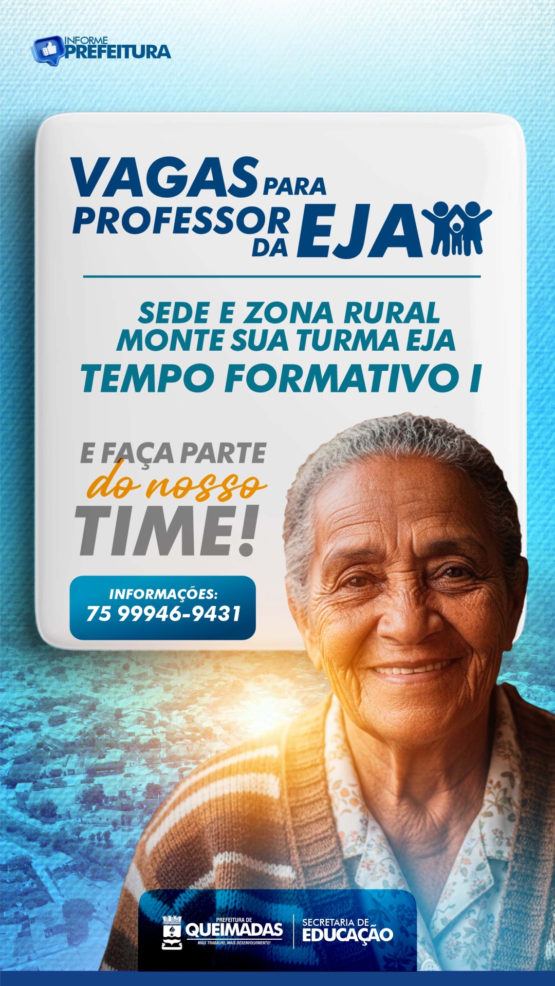 Vagas abertas para Professor(a) da EJA em Queimadas!