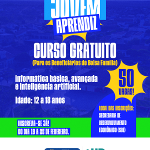 JOVEM APRENDIZ QUEIMADAS: Programa disponibilizará Curso Gratuito de Informática e Inteligência Artificial