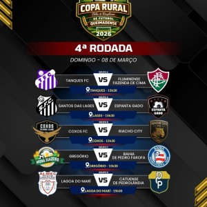 Copa Rural de Futebol Queimadense 2026: 4ª rodada promete fortes emoções - CONFIRA OS JOGOS DESTE DOMINGO (08/03)